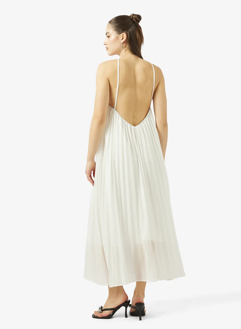 Ginger Halter Neck Pleated Maxi Dress